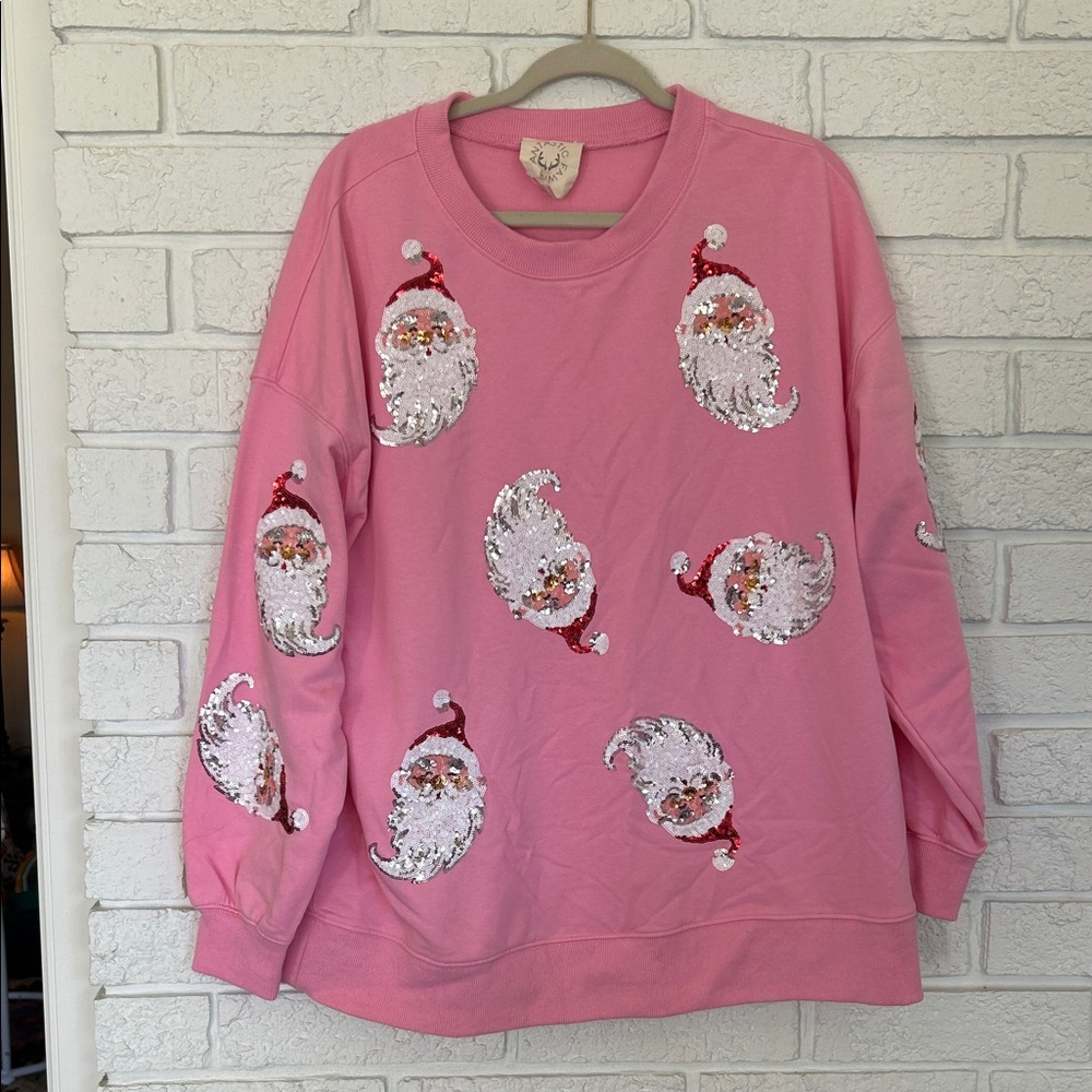 Pink Santa Sequin Sweatshirt